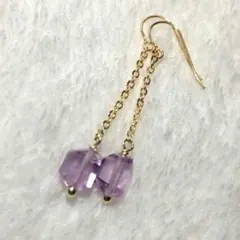 《14kgf》スッキリ！☆アメジスト☆ピアス