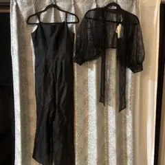 Leja スパンコールボレロ付きオールインワン ブラック S