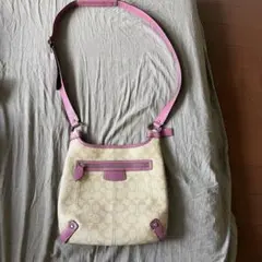 COACH コーチ ショルダーバックシ グネチャー ピンク 1278 - メルカリ