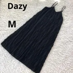 【シーイン】ジャガードストライプテクスチャーロングキャミワンピース　黒Mブラック