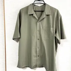 【美品】UNIQLO メンズ オープンカラーシャツ (半袖) グリーンのサムネイル
