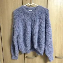 GU シャギーニット カーディガン パープル S