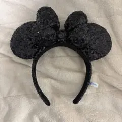 ミニーマウス カチューシャ 黒 スパンコール