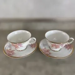 HOYA 花柄ティーカップ・ソーサー2客セット