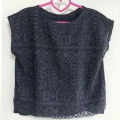 pink adobe 総レース 刺繍 半袖ニット ブラウス シャツ【未着用】