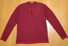 新品 メンズ Vネックセーター ボルドー XXL