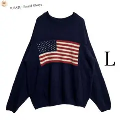 【USA製】『 Faded Glory』星条旗 ニット セーター　Lサイズのサムネイル