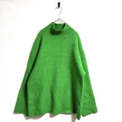 【ZARA】　ザラ　グリーンセーター 長袖　L 派手個性的　体型カバー　厚手
