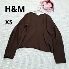 H&M エイチアンドエム ロングスリーブニットセーター Vネック ブラウンXS