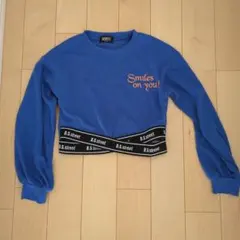 BISKEE クロップドトレーナー 150(S) 青 ブルー