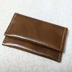 本革 ハンドメイド ミニ財布 コインケース ブラウン レザークラフト