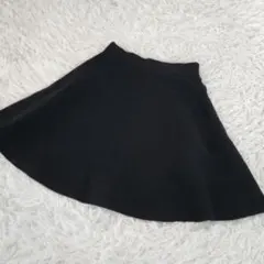 GRL グレイル フレア ミニ スカート ブラック S 黒 綿混 ニット