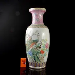 中国　中国景徳鎮製　粉彩　漢詩孔雀牡丹文瓶　D　R5521C 2026年最新】景徳鎮彩の人気アイテム - メルカリ