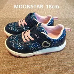 スニーカー 18cm 子供靴 18.0 ムーンスター ネイビー ピンク 女の子