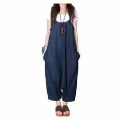 即買いOK★Lサイズ　レディース サロペットパンツ デニム素材