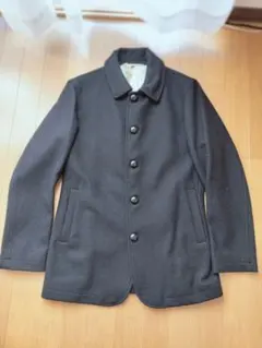 無印良品　黒いウールピーコート