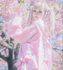 新品✨未使用 Virally 桃饅頭ちゃん　うさ耳パーカー　ピンク Lサイズのサムネイル
