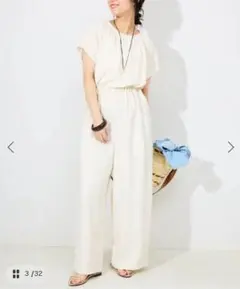 《新品25SS》SLOBE IENA ドロストギャザーオールインワン キナリ Fのサムネイル