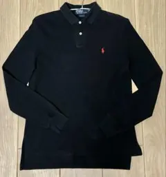 古着 RALPH LAUREN custom fit ブラック 長袖ポロシャツ