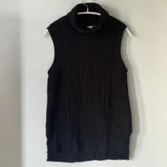 E hyphen world gallery ブラック ノースリーブ ニット