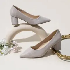 新品ベージュ、キラキラ、パンプス、24cm24.5cm、フォーマルな場でも♡