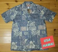 【極美品】RJC アロハシャツ L ハワイ製 総柄 ブルー コットンのサムネイル