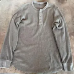 UNIQLO ワッフル ヘンリーネック Tシャツ ロンT Lサイズ グレー