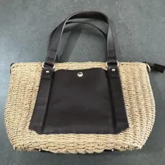未使用 かごバッグ トートバッグ ナチュラル×ブラウン 夏バッグ