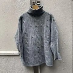 90s EMPORIO ARMANI タートルネック ケーブルニット グレーのサムネイル