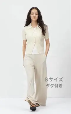 UNIQLO ユニクロ☆クレープジャージーストレートパンツ　ナチュラル S