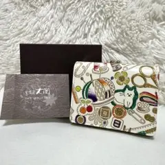 極美品 文庫屋大関 ソーイング 三つ折り財布 ミニ財布 猫 手芸 牛革 がま口のサムネイル