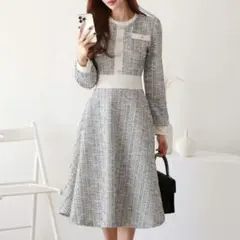 DHOLIC ツイード配色ワンピース