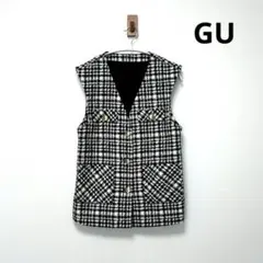 GU ツイーディベスト S ツイード ジレ ノーカラー ベスト きれいめ