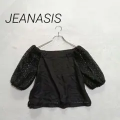ジーナシス 袖レース オフショルダー ブラウス F ブラック レーススリーブ