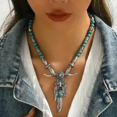 ネックレス メンズ レディース ボヘミアン ターコイズ エスニック ナバホ族