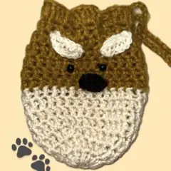 柴犬巾着ポーチ｜手編み ハンドメイド 犬好きさんに