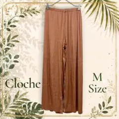 Cloche M ワイドパンツ 光沢 サテン調 ウエストゴム 美脚 韓国 モード