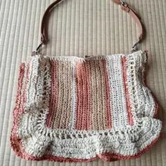 ZARA ストライプ編み物ショルダーバッグ