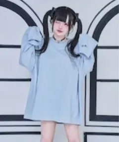 完売品】ミシェルマカロン ガルフィーコラボBIGTワンピ ライトブルー F