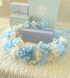 花かんむり♡ブルー　結婚式花かんむり　結婚式髪飾り