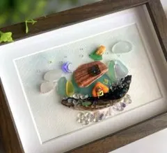 シーグラスアート　seaglass 天然石art ✴︎ 星降る森の湖畔の家