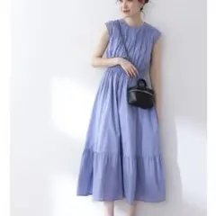 ノーリーズ★26400円★サックスブルー★シャツワンピース ロング ノーリーズ☆26400円☆サックスブルー☆シャツワンピース ロング