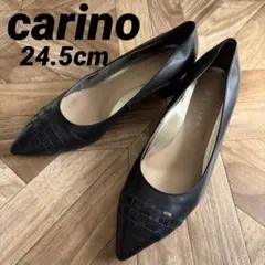 【美品】カリーノ carino ポインテッドトゥパンプス　黒　フォーマル編み込みのサムネイル
