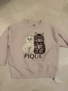 PIQUE 猫刺繍 薄いピンク ルームウェア