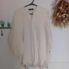 drugstore's 長袖チュニック スカラップ刺繍クリーム色