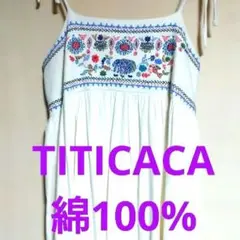 ○チチカカ 刺繍ノースリーブ ロング　ワンピース アジアン 綿100% フリー