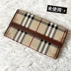 未使用✨バーバリー 2つ折り財布 ロングウォレット メガチェック バイカラーのサムネイル
