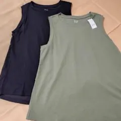 GAP☆綿タンクトップ2枚set ブラック＆カーキ Msize相当のサムネイル