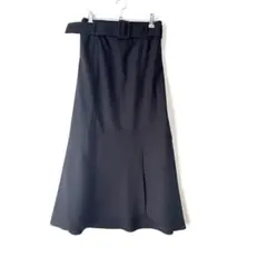 Laule’a ロングスカート ブラック ベルト付き フレア 上品のサムネイル