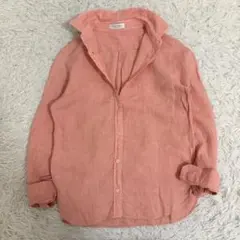 美品✨マカフィー トゥモローランド 長袖シャツ 麻 リネン100% ピンク系 Mのサムネイル